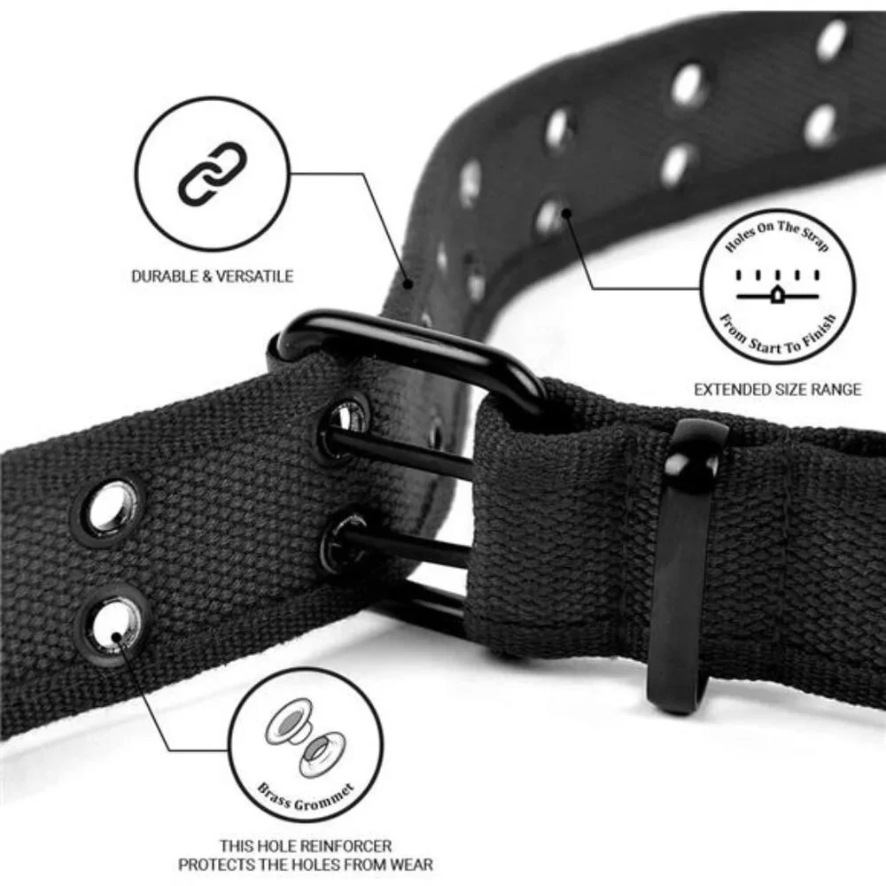 Boxed Gifts Parquet Casual Canvas Belt - Double Hole, Double Grommets for Men
